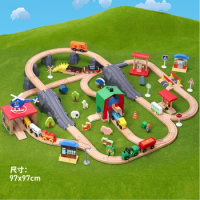 Car train farm transport track set compatible with wooden train track and electric car children's puzzle track car toy track set