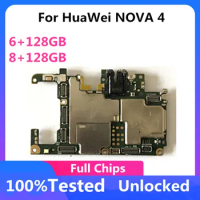 Original Unlocked Logic Board For HUAWEI NOVA 4 Mainboard Nova4 Motherboard With Full Chips 64GB/128GB Good Working