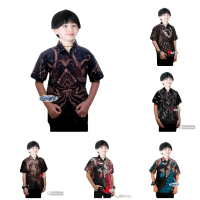 Kemeja batik anak cowok lengan pendek umur 2th - 12th seragam kain textile halus Laki-Laki Katun Pri
