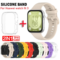 สายซิลิโคนและเคสสำหรับ Huawei Watch Fit 3, สายสำรอง, สายรัดข้อมือสำหรับ Huawei Watch Fit 3, เหมาะสำห