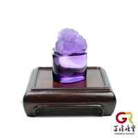 紫水晶 頂級手工貔貅擺鎮擺件 19g 頂級寶石級紫水晶 獨一單品｜手工一體紅壇木座 正佳珠寶