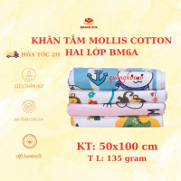 Khăn mollis cao cấp khăn tắm (50×100cm),họa tiết hình in trẻ em cỡ lớn cotton 2 lớp BM6A Mẫu mới