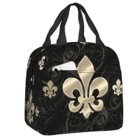 Fleur De Lys Insulated Lunch Bag for School Office Lily Flower Portable Thermal Cooler Bento Box Women Kids