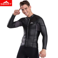 SBART 2MM Long Sleeve Neoprene Wetsuit Men Top Sunscreen UV Smoothskin Jacket For Swimming Jumpsuit Surfing Diving Shirt Wetsuit