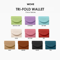 (มือ1) WOVE - Trifold Wallet (Croco Texture) กระเป๋าสตางค์ผู้หญิงใบสั้น หนังจระเข้ PU  ถอดช่องใส่เหร