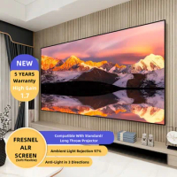 2024 New 100'' 120'' 16:9 8K/4K Optical ALR Ambient Light Rejection Fixed Frame Fresnel Screen For Standard/Long Throw Projector