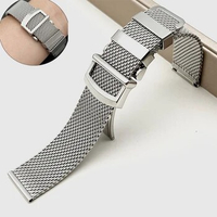 20mm 22mm Metal Milanese Strap for IWC PILOT'S Seiko Omega Stainless Steel Watch Bracelet Folding Clasp Watch Band for Men Women