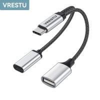USB Type-C Splitter HUB USBC to USB 3.0 Adapter Cable PD60W Fast Charge Convertor for Samsung iPad Google Chromecast TV USB C 허브