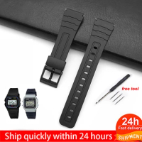 12 14 16 18 20 22mm Silicone Watch Strap for Casio W800H SGW400 F91W F84 F105/108 A158/168 AE1200/1300 Band PU Resin Bracelet