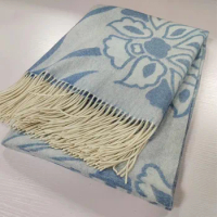 Luxury 100% Cashmere Blanket Shawl With Tissue Sofa Throw Warm Jacquard Cover Bed Cover Home Decoration Hotel Office Nap Blanket