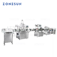 ZONESUN ZS-FAL180R5 Automatic Round Liquid Shampoo Perfume Bottle Piston Filling Capping And Labeling Machine
