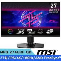 【MSI 微星】MPG 274URF QD 27吋 IPS 4K電競顯示器(160Hz/AMD FreeSync™)