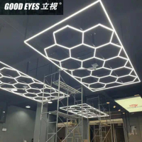 3.6*6M Hexagon LED Garage Light Ambient Honeycomb Lighting for Car Workshop Tint Detailing Ceiling Dropshipping