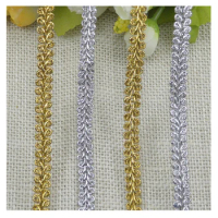 1cm Width High Qulality DIY Clothes Accessories Cheap Curve Lace Trim Sewing Lace Gold Silver Centipede Braided Ribbon Lace