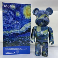 28cm Be@rbricklys 400% Bearbrick Toy Starry Night Van Gogh 400% Bear Collection Model Toy Present GIft Art Toy