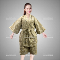 台灣製 TaiRay桑拿按摩和服浴衣(短衣+褲)-蝴蝶卡其[98969]