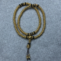 復古108顆純銅黃銅珊瑚尼泊爾銅珠項鏈佛珠念珠手鏈 老藏式佛珠1入