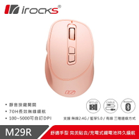 【iRocks】M29R 藍牙無線三模 光學靜音滑鼠 -粉色【三井3C】