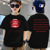 [COD LOCAL STOCK] 100% Soft Cotton \Red Lips Tee\" - Basic T-Shirt for Kids