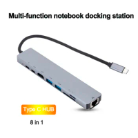 8in1 USB C HUB Type C Splitter 4K Thunderbolt 3 Docking Station Laptop Adapter For Macbook Air M1 iPad Pro RJ45 HDMI-compatible