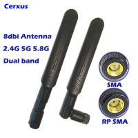 WiFi Antenna 8dbi SMA or RP-SMA Connector 2.4GHz 5GHz 5.8GHz Dual Band For MIFI Bluetooth Drone And AP Router Repeater Extender