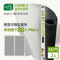 USii WSM085210B 防霾PM2.5濾淨紗窗網(門)85*210公分-2入組