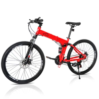 21 Speeds 26'' Foldable Bicycle Mountain Bike High Carbon Steel Road Bike Double Disc Brake Land Rover Cycling 100kg For Shimano