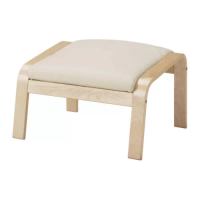 POÄNG 椅凳, 實木貼皮, 樺木/glose 米白色