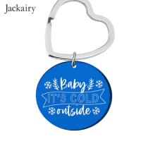 2023 New Year Gift Keychain for Kids Baby It's Cold Outside Stainless Steel Charms Xmas Jewelry Pendant Necklace Christmas Gifts