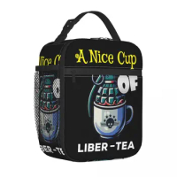 Helldivers A Nice Cup Of Liber-Tea Thermal Insulated Lunch Bag for School Portable Food Bag Container Cooler Thermal Lunch Boxes