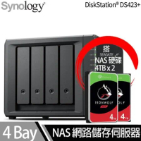 Synology群暉科技 DS423+ NAS 搭 Seagate IronWolf 4TB NAS專用硬碟 x 2