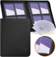 Top Loader Binder 4 Pocket Holds 96 Cards Toploader Binder Fit for 3" x 4" Top Loader Trading Card H