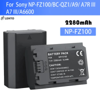 2Pcs 2280mAh NP-FZ100 NPFZ100 NP FZ100 Battery + LED Dual USB Charger for Sony NP-FZ100, BC-QZ1, Sony a9, a7R III, a7 III,A6600