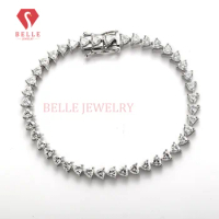 Tennis Bracelet 925 Sterling Silver Charms Trillion Cut White Moissanite Bangle 14.8cm Designer Jewelry For Women Man Girl Gifts