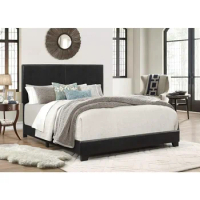 Full size bed frame, queen size bed, bedroom furniture, upholstered board bed, black platform bed
