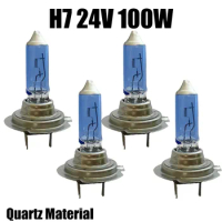 4x H7 Halogen Lamp 100W 24V Super White Car Headlight Lamp Quartz Halogen Lamp All Blue Halogen Bulbs Auto Headlight Fog Lamp