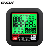 GVDA Socket Tester Outlet Checker RCD Trigger Current Leakage Voltage Detection EU Plug Ground Neutral Line Phase Checker