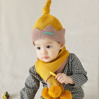 兒童帽子秋冬季男女寶寶可愛針織護耳帽圍巾兩件套裝毛線帽韓版潮