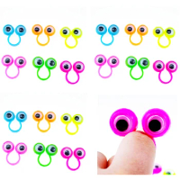 24Pcs Eye Finger Puppets Plastic Rings with Wiggle Eyes for Kids Birthday Party Favors Toys Pinata Fillers Halloween Decoration