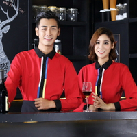 鋒銘酒店工作服春夏裝 咖啡廳服務員制服女 西餐快餐店工作服長袖