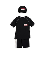 ชุดว่ายน้ำเด็กผู้ชาย เสื้อ + กางเกง กัน UV ลาย Avengers สีดำ
