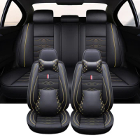 Leather Car Seat Covers Full Set For Peugeot 407 307 3008 Suzuki Grand Vitara Honda CRV Jazz Jaguar XE Fiat Freemont Accessories