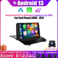 For Ford Fiesta 2009 - 2017 Car Radio Stereo DSP GPS Navigation SWC DSP Android 13 Bluetooth 4G Lte Carplay WIFI NO 2 din DVD