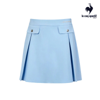 【LE COQ SPORTIF 公雞】高爾夫系列 女款淺藍色氣質風A字收摺防曬短裙含短褲內襯 QLT8T702