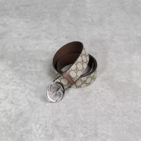 Gucci Ikat Pinggang GUCCI GG MONOGRAM BEIGE BROWN SHW BELT 100% ORIGINAL