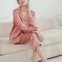 90% Silk Pajama Sets For Women Spring Autumn Full Sleeve Pink Sleepwear Ins Popular Luxury Home Girls Loungewear 2pcs 3pcs Set