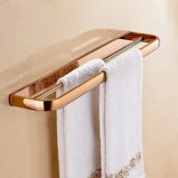Rose Gold Double Towel Bar Wall Mounted Bathroom Towel Rail Rack Holder Bathroom Accessories KD697