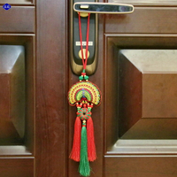特色民族風布藝刺繡孔雀牡丹鯉魚墻壁門把手房間床頭墻面裝飾掛飾