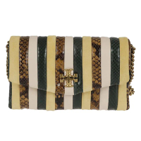 【TORY BURCH】tory burch Kira 最新款 蛇皮條紋拼接色 信封式斜背包(母親節送禮)