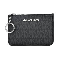 MICHAEL KORS JET SET滿版卡片夾層鑰匙零錢包-黑